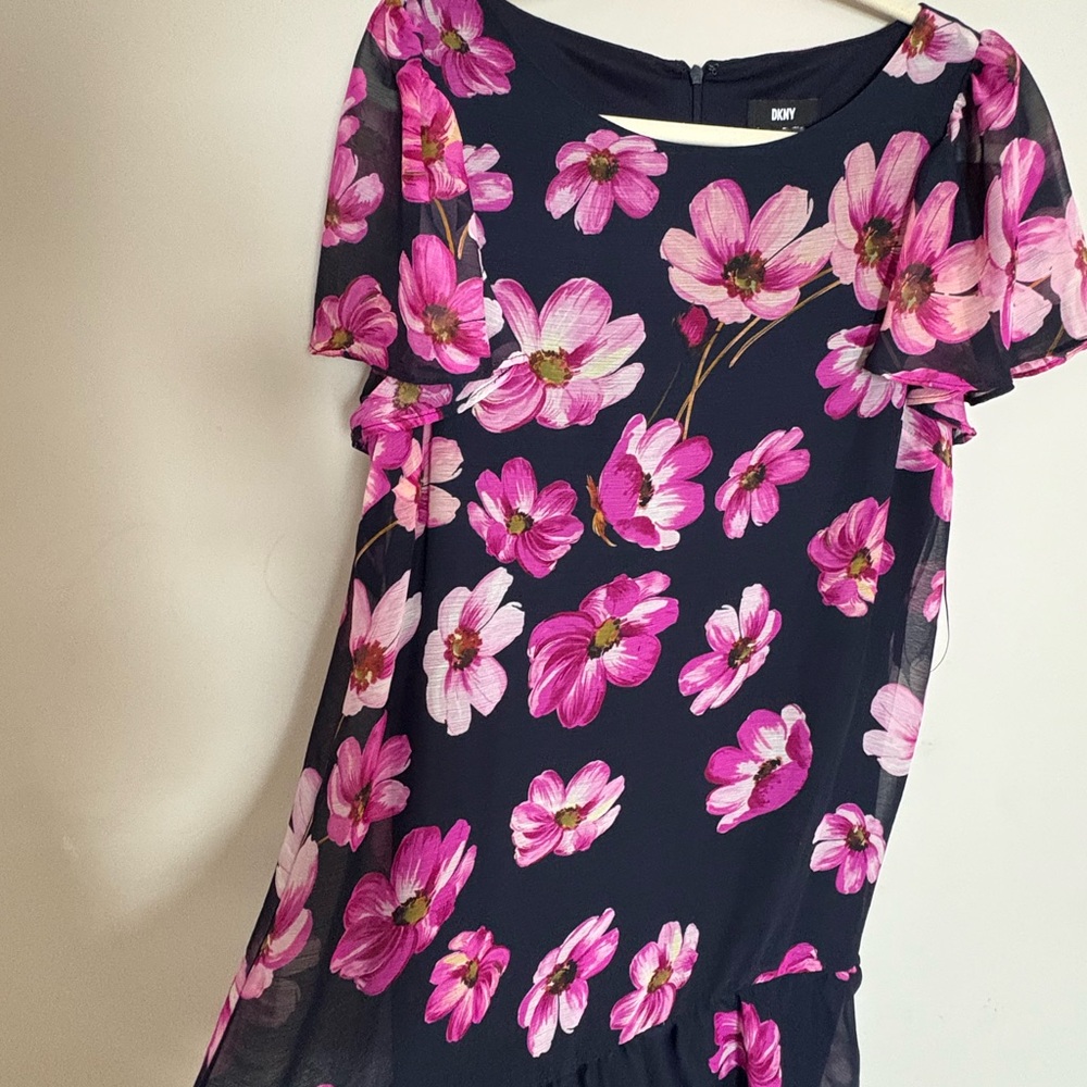DKNY Mavy blue  Dress with Pink Floral Design
